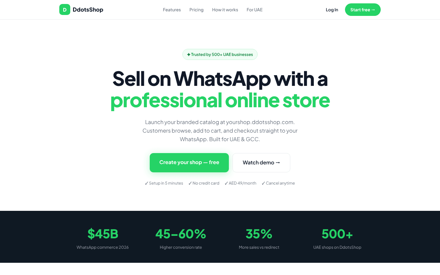 DdotsShop — WhatsApp Commerce for UAE